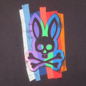 Psycho Bunny Tatterford Graphic T Shirt‎ Mens 6 Large Navy Short Sleeve Logo Tee